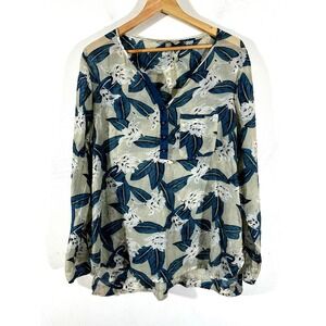 SOFT SURROUNDINGS Gillian‎ Top Tunic Long Sleeves Rayon Blue Womans Large